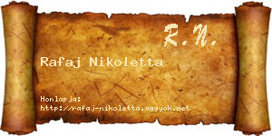 Rafaj Nikoletta névjegykártya